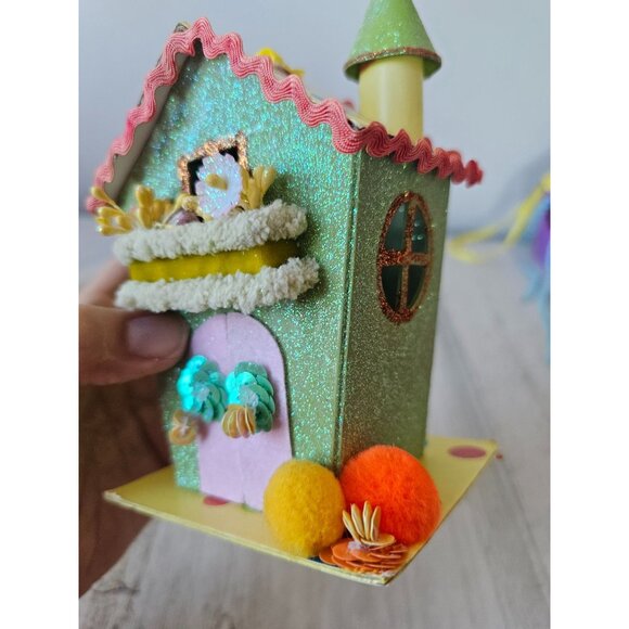Katherine's collection green spring Easter cardboard village house birdhouse - Picture 8 of 9